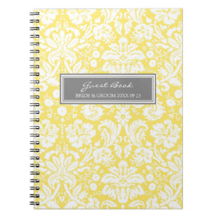 Hochzeits-Gast-Buch-Zitronen-graues Notizblock