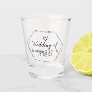 Hochzeits-Geometrisches-Logo-Paar-Name-Shotglas Schnapsglas