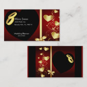 Hochzeits-Herz-goldenes Ring-Set Visitenkarte (Vorne/Hinten)