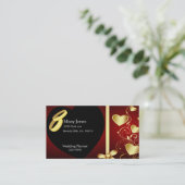 Hochzeits-Herz-goldenes Ring-Set Visitenkarte (Stehend Vorderseite)