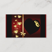 Hochzeits-Herz-goldenes Ring-Set Visitenkarte (Rückseite)