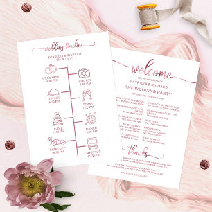 Hochzeits-Itinerary-Icon Chic Script Hochzeitsprog Dankeskarte