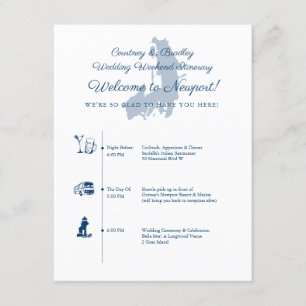 Hochzeits-Itinerary-Zeitplan Newport RI Begleitkarte