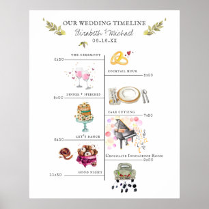 Hochzeits-Itinerary-Zeitplan-Willkommensschild Poster