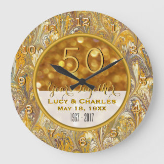 Hochzeits-Jahrestag des Gold50. personalisiert Große Wanduhr