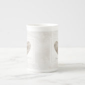 Hochzeits-Jahrestagsschale mit Spitzeherzen Porzellantasse (Vorderseite)