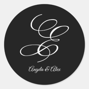 Hochzeits-Kalligrafie Fancy Buchstabe E Monogramm Runder Aufkleber