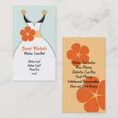 Hochzeits-Kleid mit orange Flower2 Visitenkarte (Vorne/Hinten)