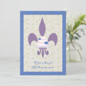 Hochzeits-Kuchen-Brautparty-Einladung Fleur de Lys Einladung (Stehend Vorderseite)