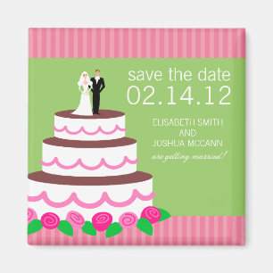 Hochzeits-Kuchen-Sammlungs-Save the Date Magnet