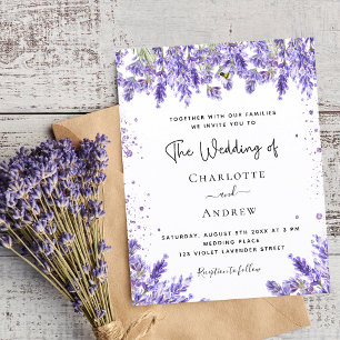 Hochzeits-Lavendel-Veilchen-Glitter-Einladung zum  Flyer