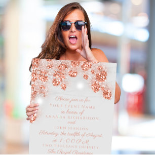 Hochzeits-Lichtergläser Rustikal Rose Gold Rosa Gr Einladung