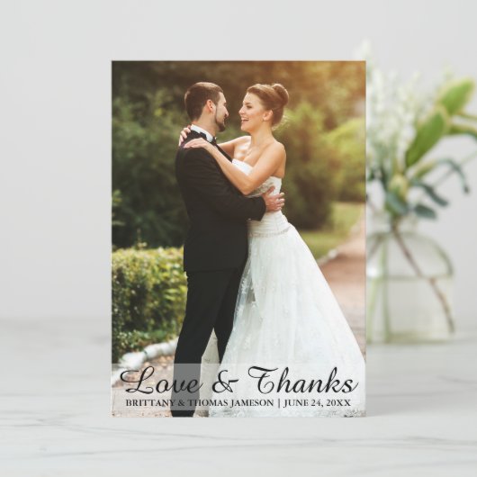 Hochzeits-Liebe u. Dank Braut u. Dankeskarte (Stehend Vorderseite)