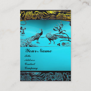 Hochzeits-Liebesvögel, schwarz weiß, blau Aquamari Visitenkarte