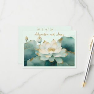  Hochzeits-Lotusblume goldene Ränder  RSVP Karte