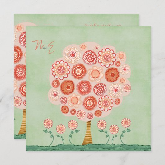 Hochzeits-Mandarine-Baum-bedruckbare einzigartige Einladung (Vorne/Hinten)