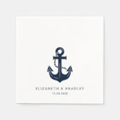 Hochzeits-Marineanker-Bootname Serviette (Vorderseite)