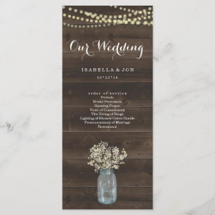 Hochzeits-Masse/Zeremonie-Programm-Fan   rustikal Programm