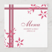 Hochzeits-Menü-Geißblatt-Rosa-Blumen Menükarte (Rückseite)