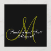 Hochzeits-Menü kardiert Monogramm-Quadrat Menükarte (Vorderseite)