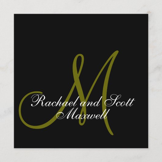 Hochzeits-Menü kardiert Monogramm-Quadrat Menükarte (Vorderseite)