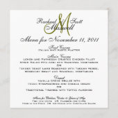 Hochzeits-Menü kardiert Monogramm-Quadrat Menükarte (Rückseite)