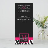 Hochzeits-Menü kardiert Zebra-rosa Monogramm Menükarte (Stehend Vorderseite)
