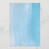 Hochzeits-Menü-Karte, blaues Aquarell Menükarte (Rückseite)