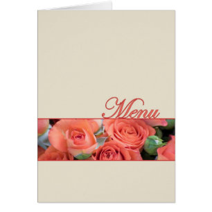 Hochzeits-Menü-Karten-Pfirsich-Rosen-Creme