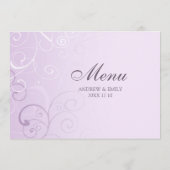 Hochzeits-Menü-Lavendel-Wirbel Menükarte (Rückseite)