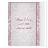 Hochzeits-Menükarte - dunkles Rosa des Damastes (Innen (Links))