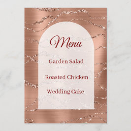 Hochzeits-Menükarte Rose Gold Glitter Weiß Arch Menükarte