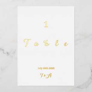 Hochzeits-Minimal-Tischnummernkarte Echtgold Folieneinladung