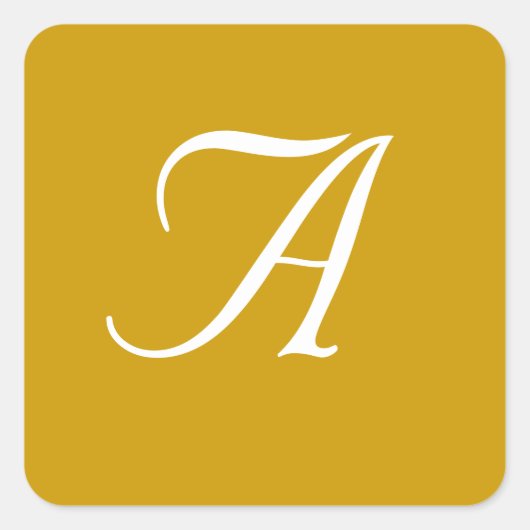 Hochzeits-Monogramm-Goldweißes Quadrat-Aufkleber Quadratischer Aufkleber (Vorderseite)