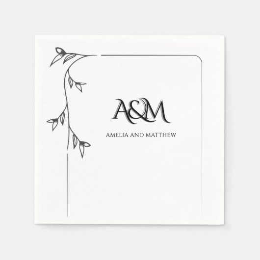 Hochzeits-Monogramm-Papier-Servietten Serviette (Vorderseite)