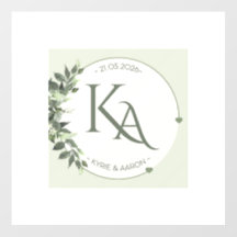 Hochzeits-Monogramm-Plakat – Botanische Herzinitia