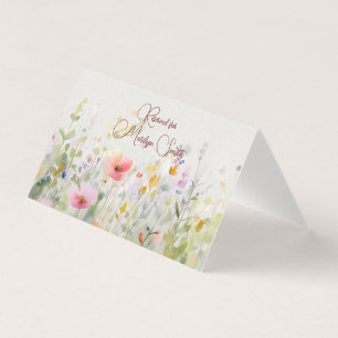 Hochzeits-Name-Place-Card mit Rand aus Wildblumen