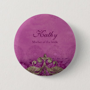 Hochzeits-Name-Tag-Button Antik-Verdigris-Rosa-Bro Button