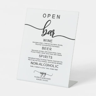 Hochzeits-Open-Bar-Menü-Schild Rustikaler Schick K Sockelschild