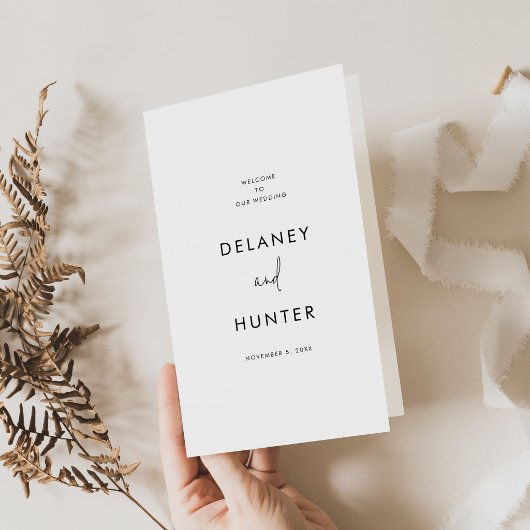 Hochzeits-Papier-Programmheft im minimalistischen Flyer