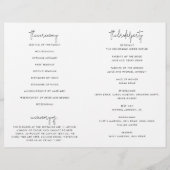 Hochzeits-Papier-Programmheft im minimalistischen Flyer (Hinten)