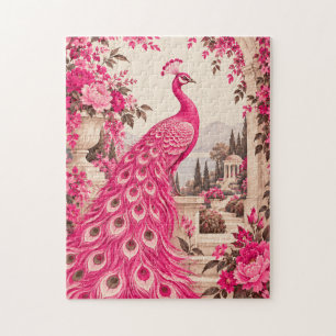 Hochzeits-Pfau Botanical Pink Couture Puzzle