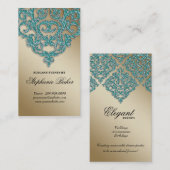 Hochzeits-Planer-Schmuck-Damast-Goldschein Visitenkarte (Vorne/Hinten)