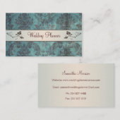 Hochzeits-Planer-Visitenkarte Damast des blauen Visitenkarte (Vorne/Hinten)