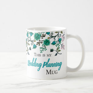Hochzeits-Planungs-Tasse, grün-blauer Ton Kaffeetasse