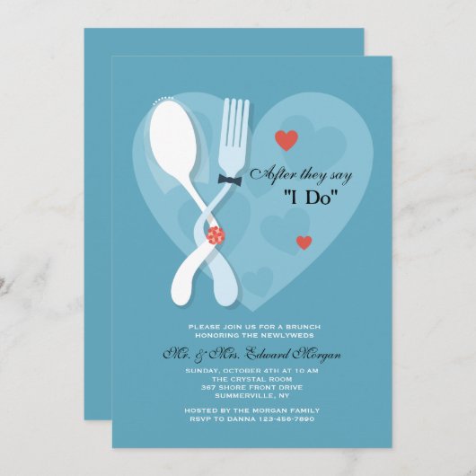 Hochzeits-Posten-Hochzeits-Brunch-Einladung Einladung (Vorne/Hinten)