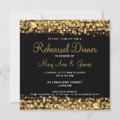 Hochzeits-Proben-Abendessen-Glitzern-Gold Einladung (Vorderseite)