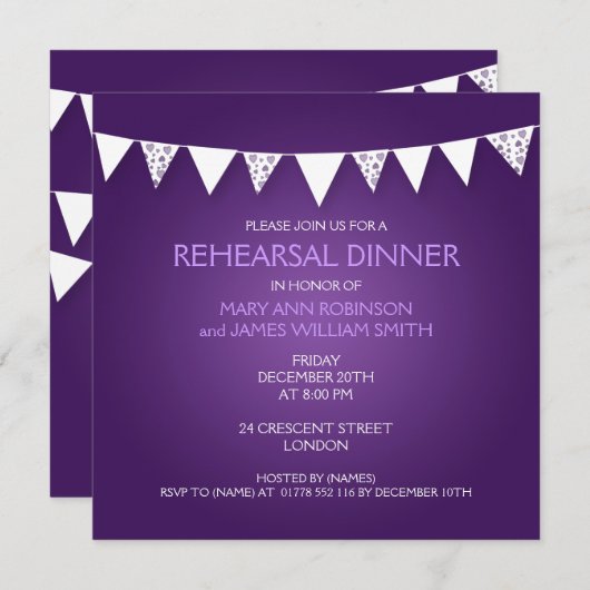 Hochzeits-Proben-Abendessen-Liebe-Mit dem Kopfe Einladung (Vorne/Hinten)