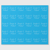 Hochzeits-Profi-Klassische Handschrift Blau Geschenkpapier (Flach)