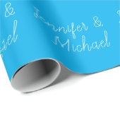 Hochzeits-Profi-Klassische Handschrift Blau Geschenkpapier (Rolleneckpunkt)